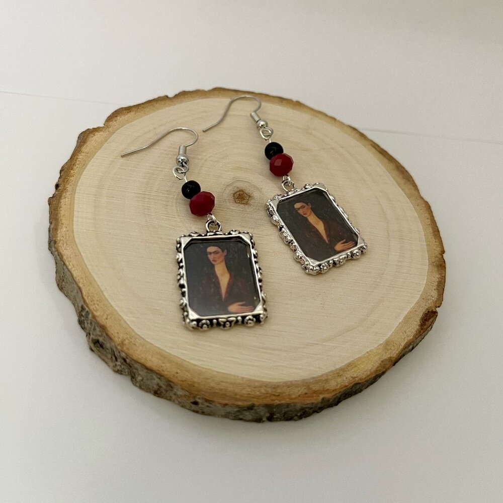 Frida Kahlo Mini Silver Frame Earrings